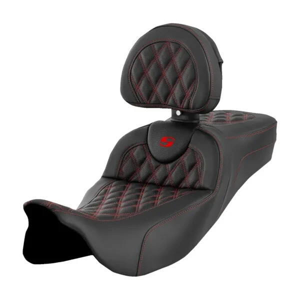 Saddlemen® Road Sofa Standard w Backrest - Red Stitch