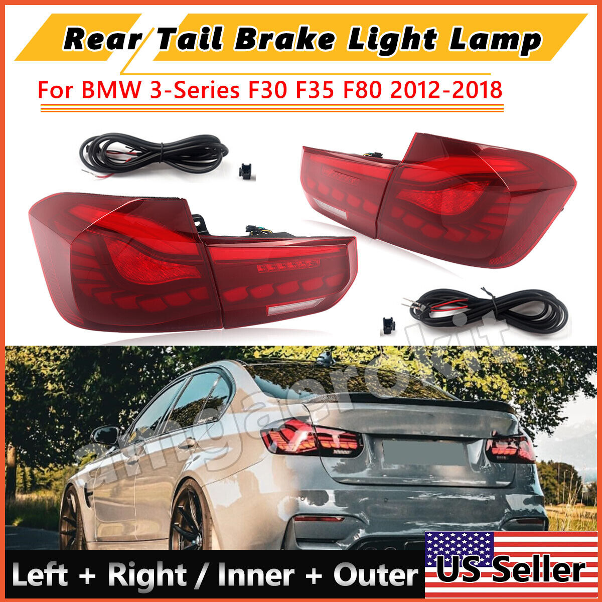 LED Tail Lights For BMW 3 Series F30 F80 2012-2018 Red OLED GTS Style Rear Lamp