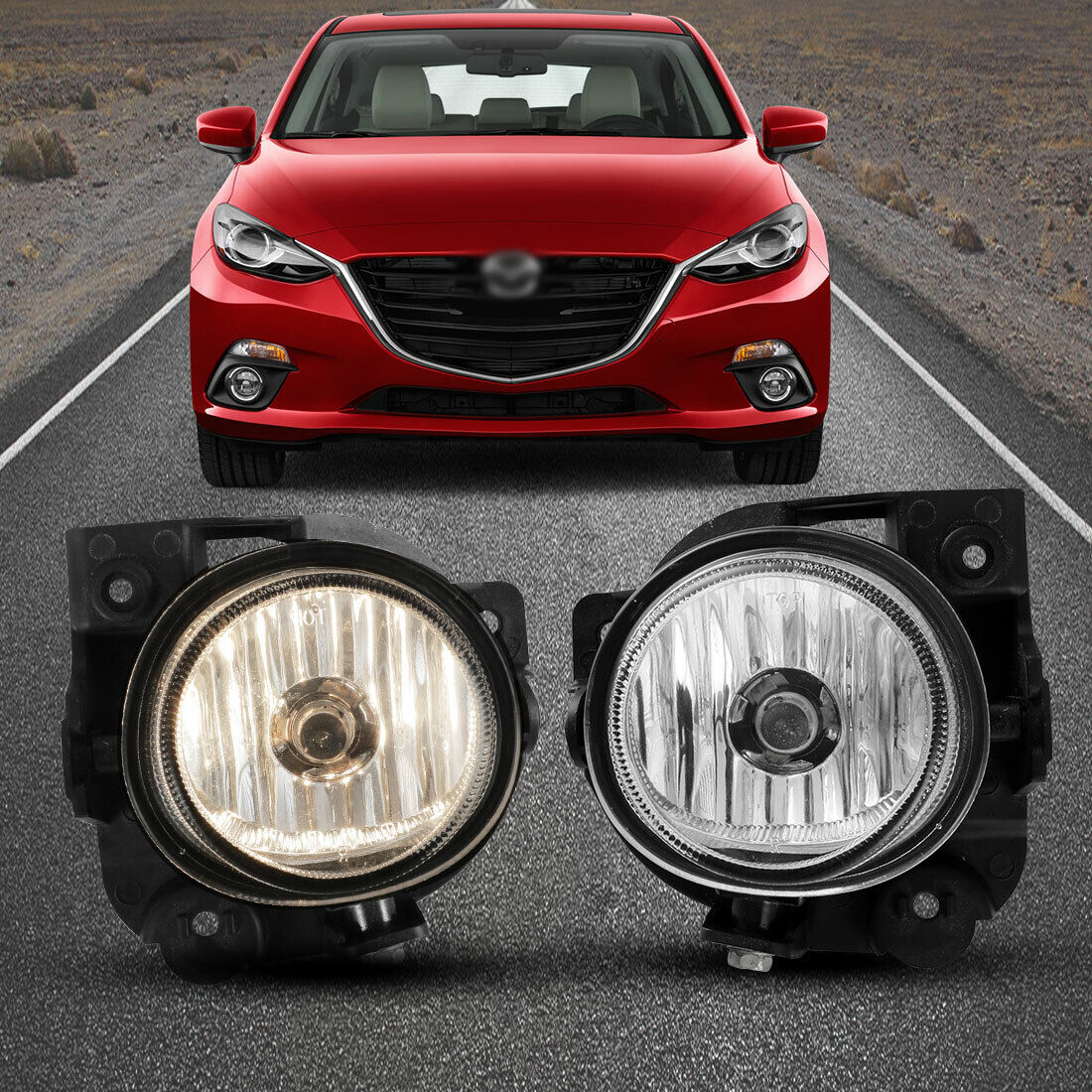 Clear Lens Fog Lights Driving Bumper Lamps for 2006-2011 Mazda 3 6 CX-5 CX-7