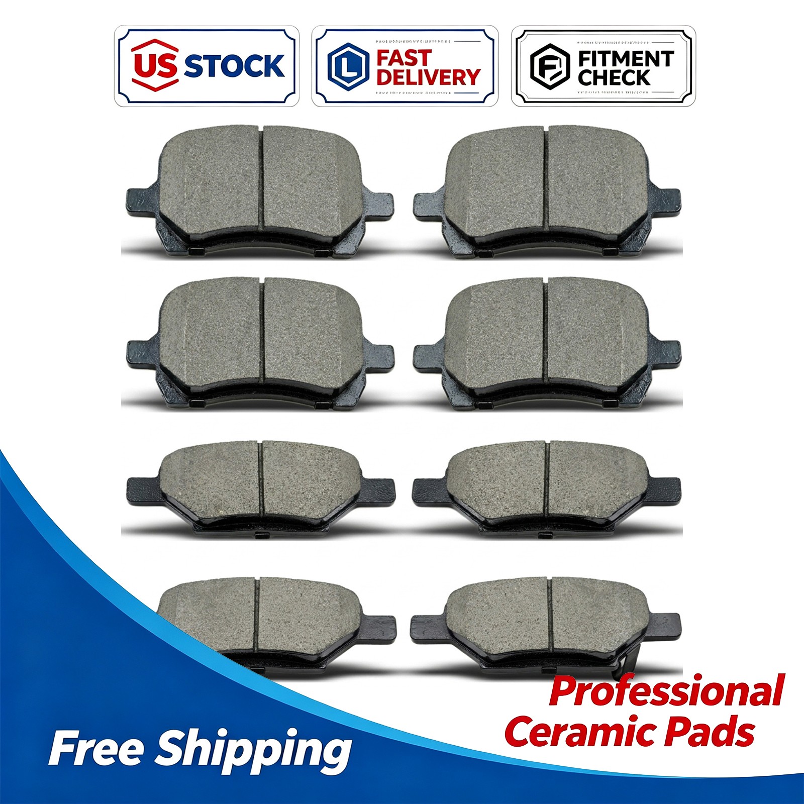 8PCS Front and Rear Premium Ceramic Brake Pads for Chevrolet Malibu 2004-2012