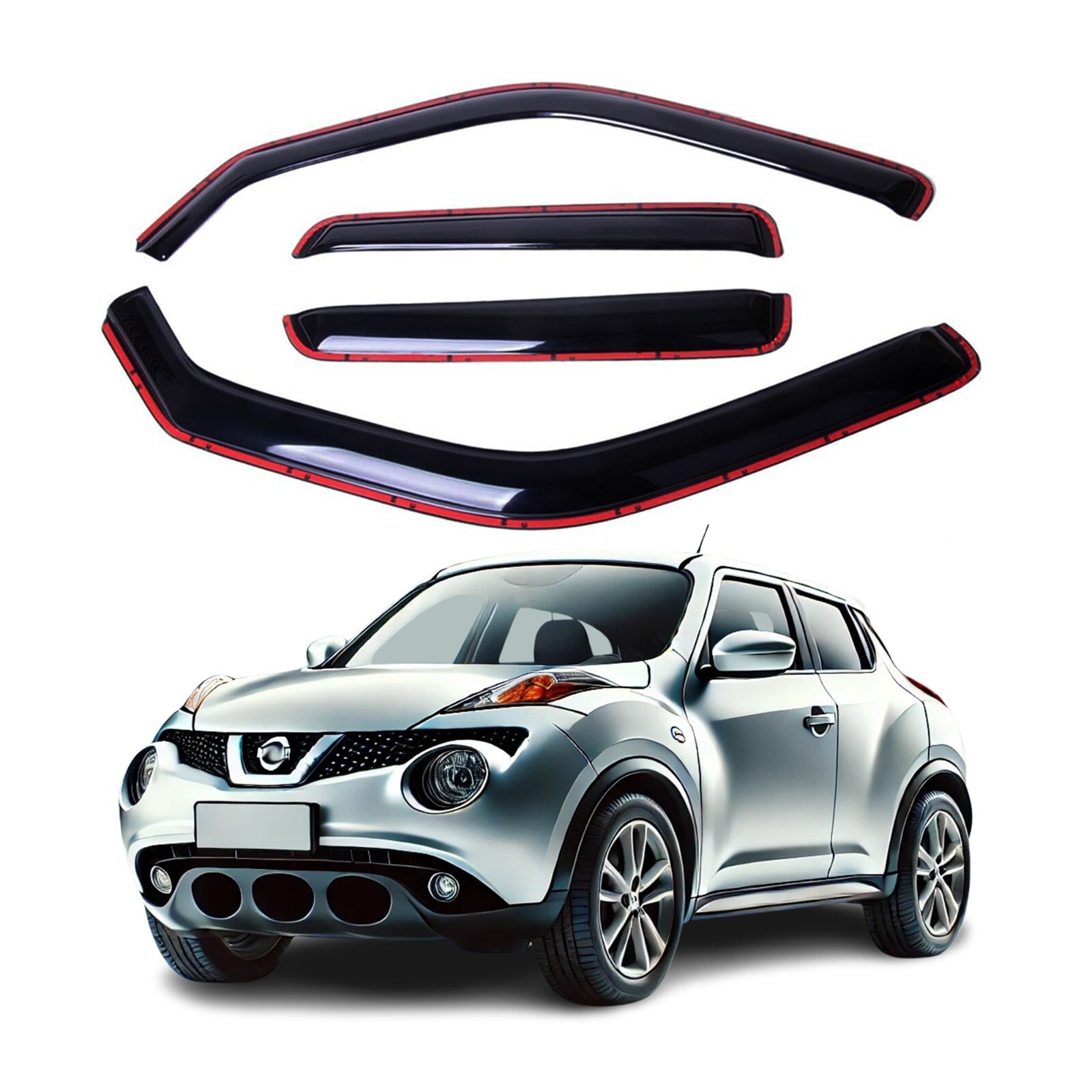 Fits Nissan Juke 2011-2017 Side Window Visor Sun Rain Deflector Guard In Channel