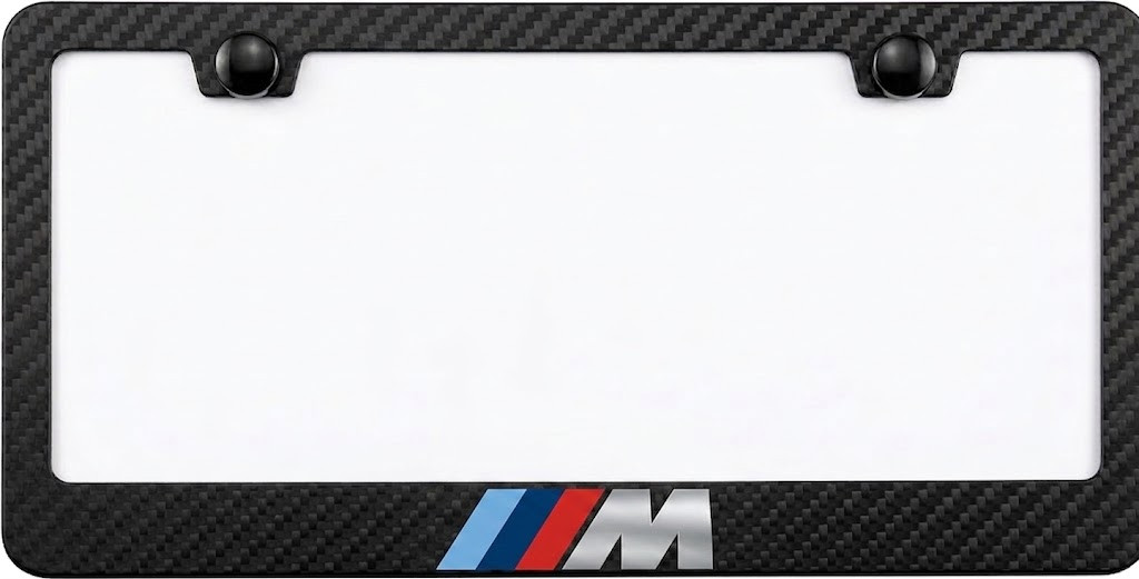 BMW M 3D simulated  carbon fiber 3d license plate frame holder