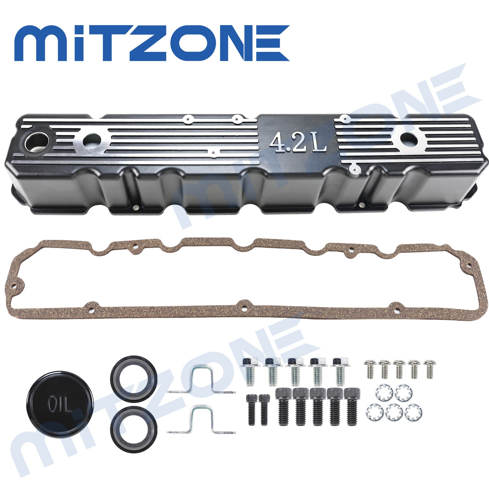 Aluminum Valve Cover w/ Gasket & Bolt & Oil Cap for 1981-1986 Jeep CJ7 4.2L Aluminum Valve Cover w/ Gasket & Bolt & Oil Cap for 1981-1986 Jeep CJ7 4.2L