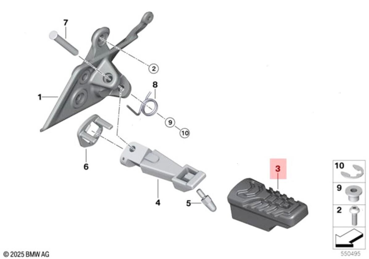 Genuine BMW KA3 R 1300 RT 0M40 0M43 Footrest Pad 46715B542E3 Genuine BMW KA3 R 1300 RT 0M40 0M43 Footrest Pad 46715B542E3
