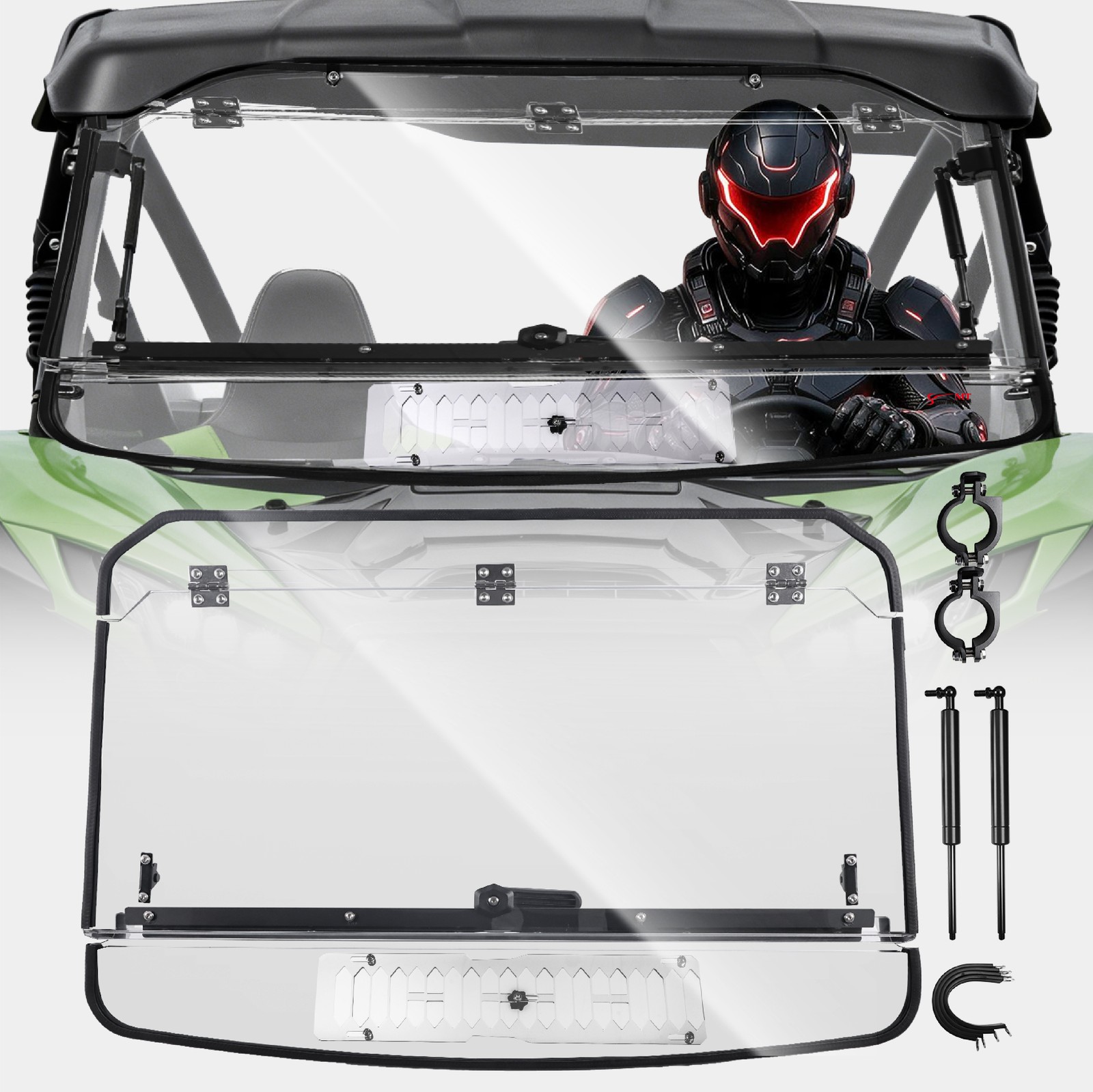 3-in-1 Flip Windshield Scratch Resistant for Kawasaki Teryx KRX 1000 2020-2026