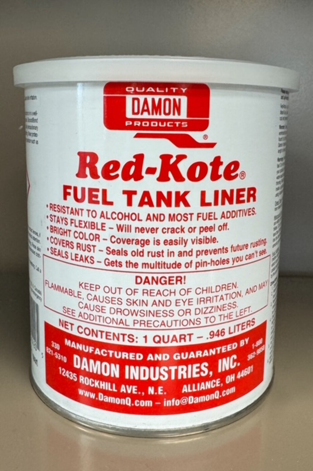 RED KOTE TANK SEALER FOR HARLEY & CUSTOM AUTOMOTIVE TRACTOR ALL GAS TANKS 1 QT.