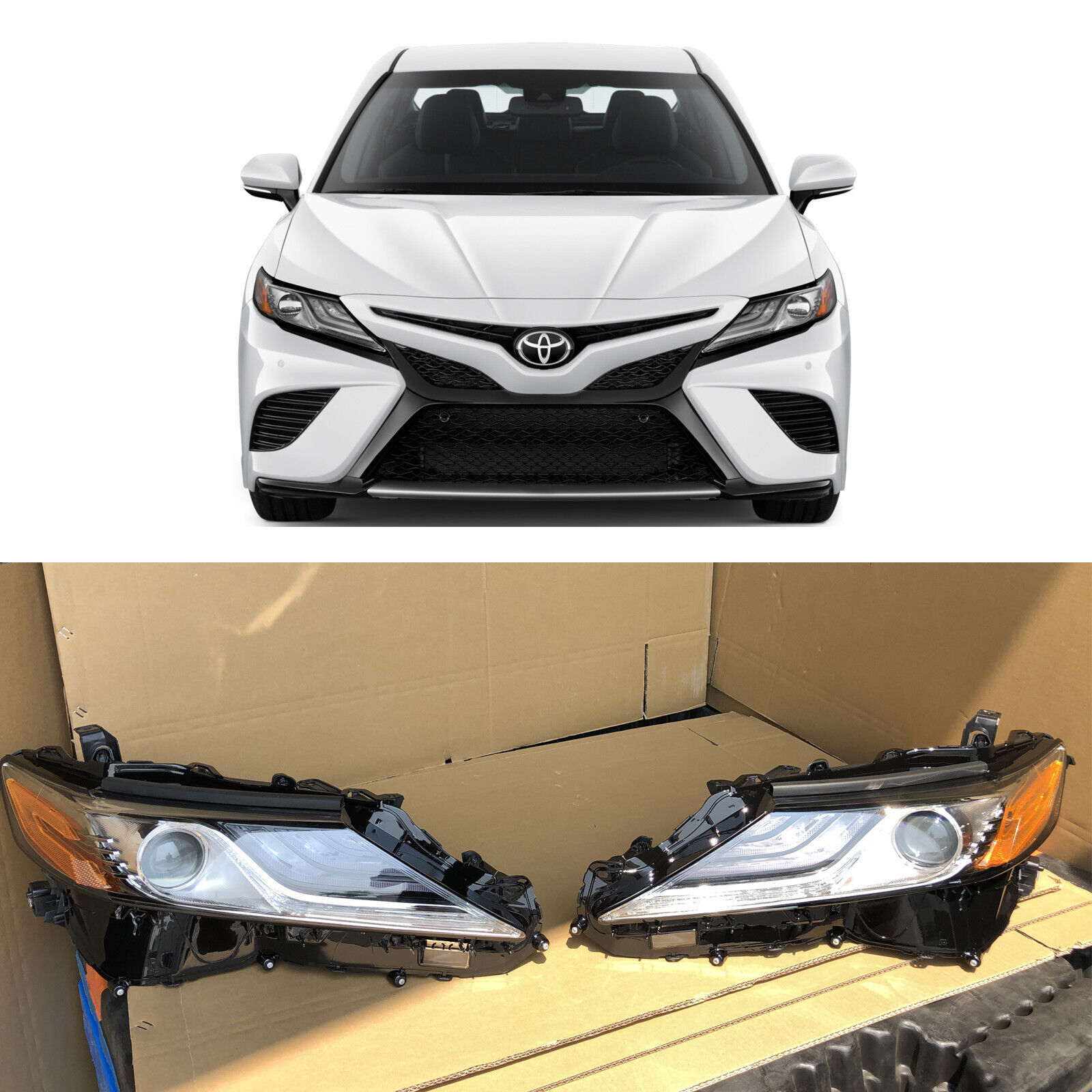 Full LED Headlight Assembly for 2018 2020 Toyota Camry XLE XSE Left Right Pair