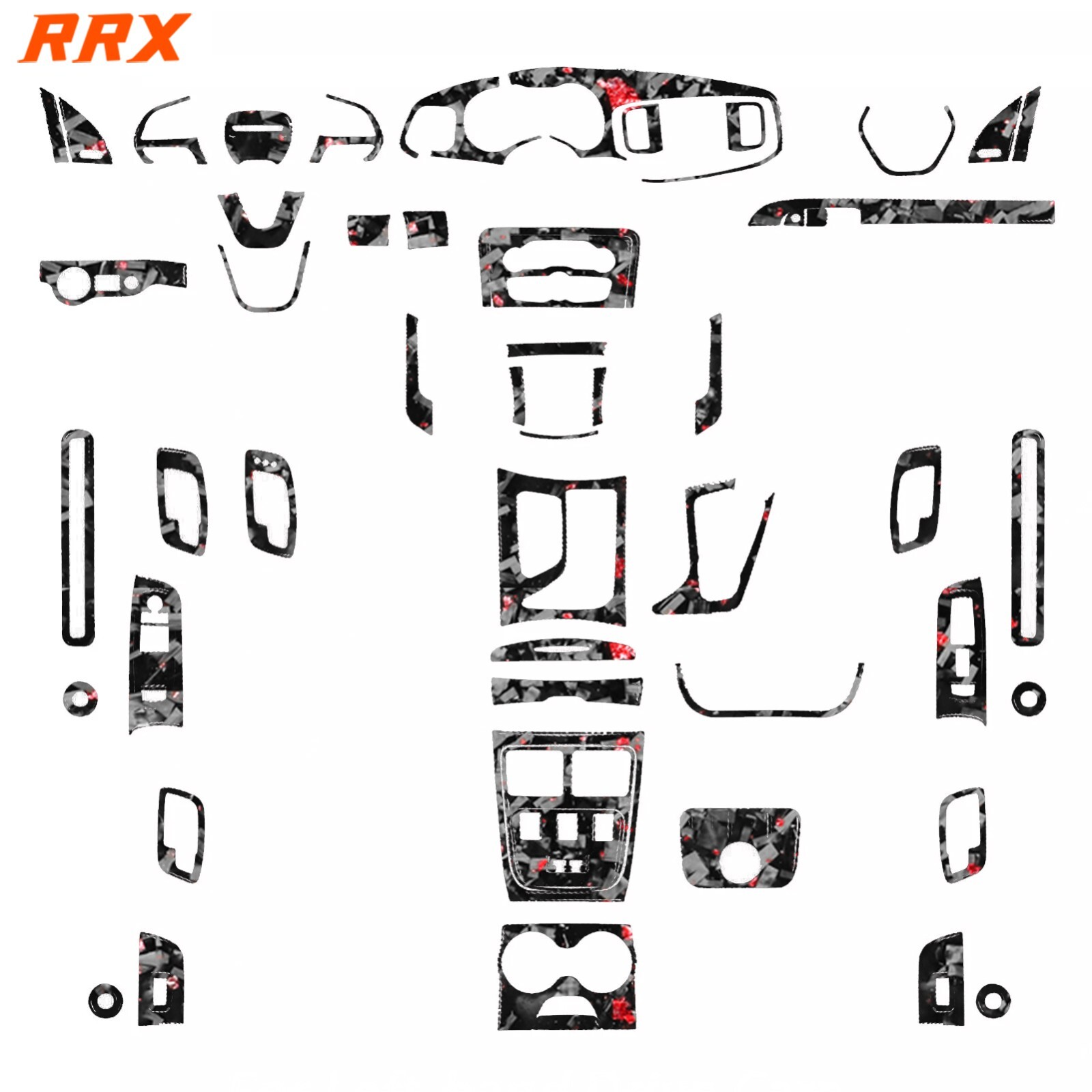 62Pcs Red Forged Carbon Fiber Kits Full Interior Trim For Dodge Charger 2015-22