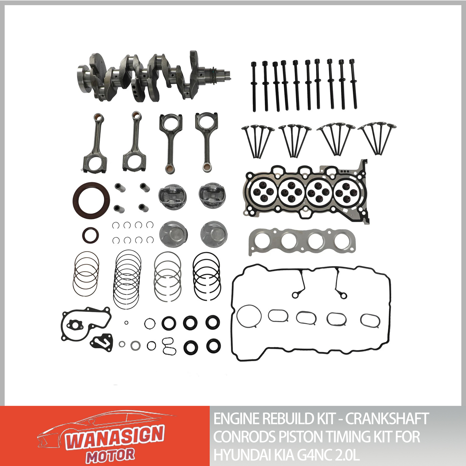 Engine Rebuild Kit - Crankshaft ConRods Timing Kit For Hyundai Kia G4NC 2.0L
