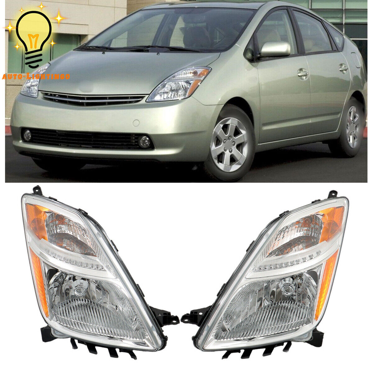 For 2006 2007 2008 2009 Toyota Prius Halogen Headlight Headlamps Right&Left Side