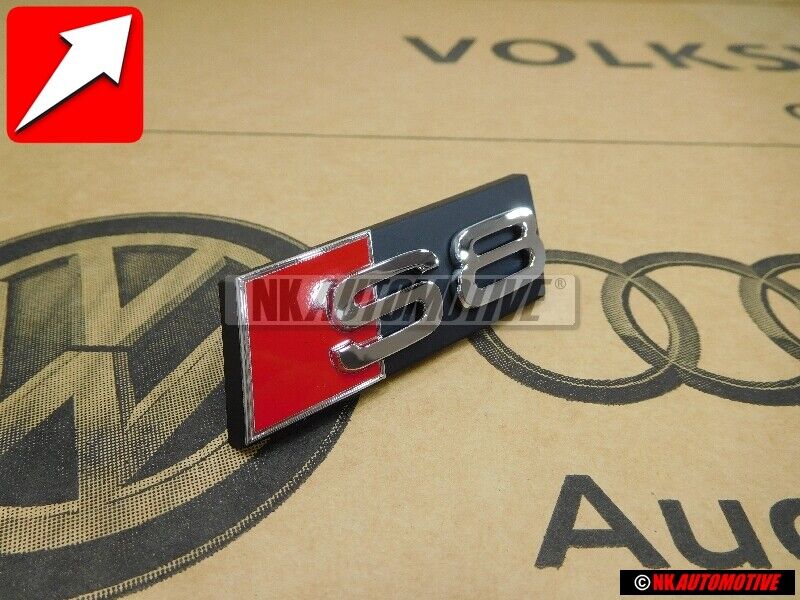 Original Audi S8 Front Grill Badge Emblem Chrome Red - 4E0853740