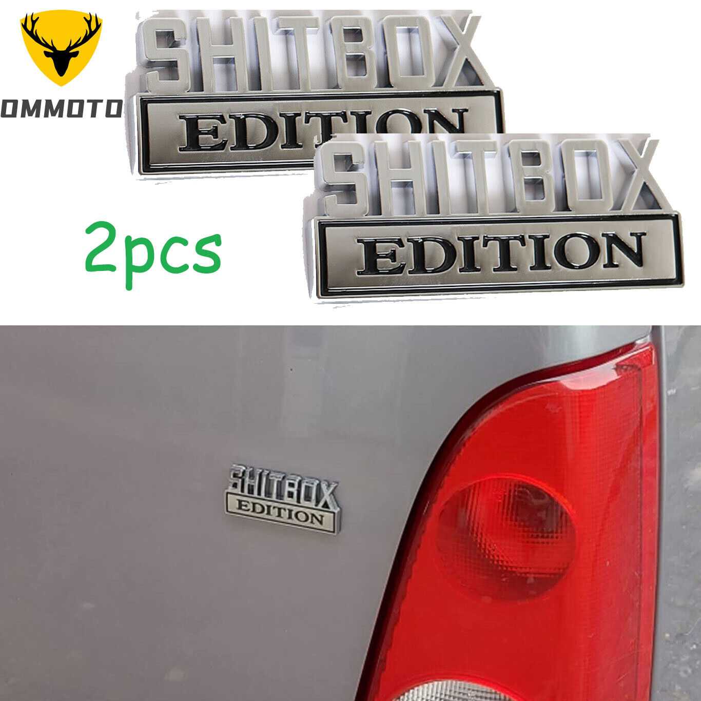 2pcs 3D SHITBOX EDITION Chrome Metal Emblem Decal Badge Stickers for GM Truck US