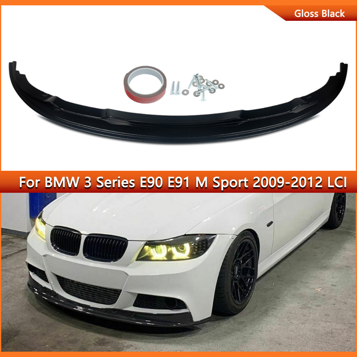 For 2009-12 BMW E90 E91 328i 335i M Sport Front Bumper Splitter Lip Glossy Black For 2009-12 BMW E90 E91 328i 335i M Sport Front Bumper Splitter Lip Glossy Black