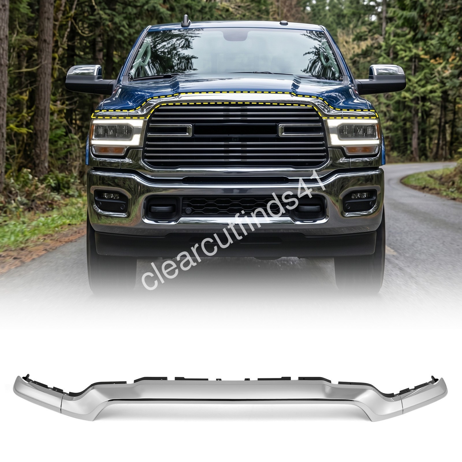 For 2019-26 Ram 2500 3500 Front Bumper Upper /Lower Grille Trim Molding OE Style