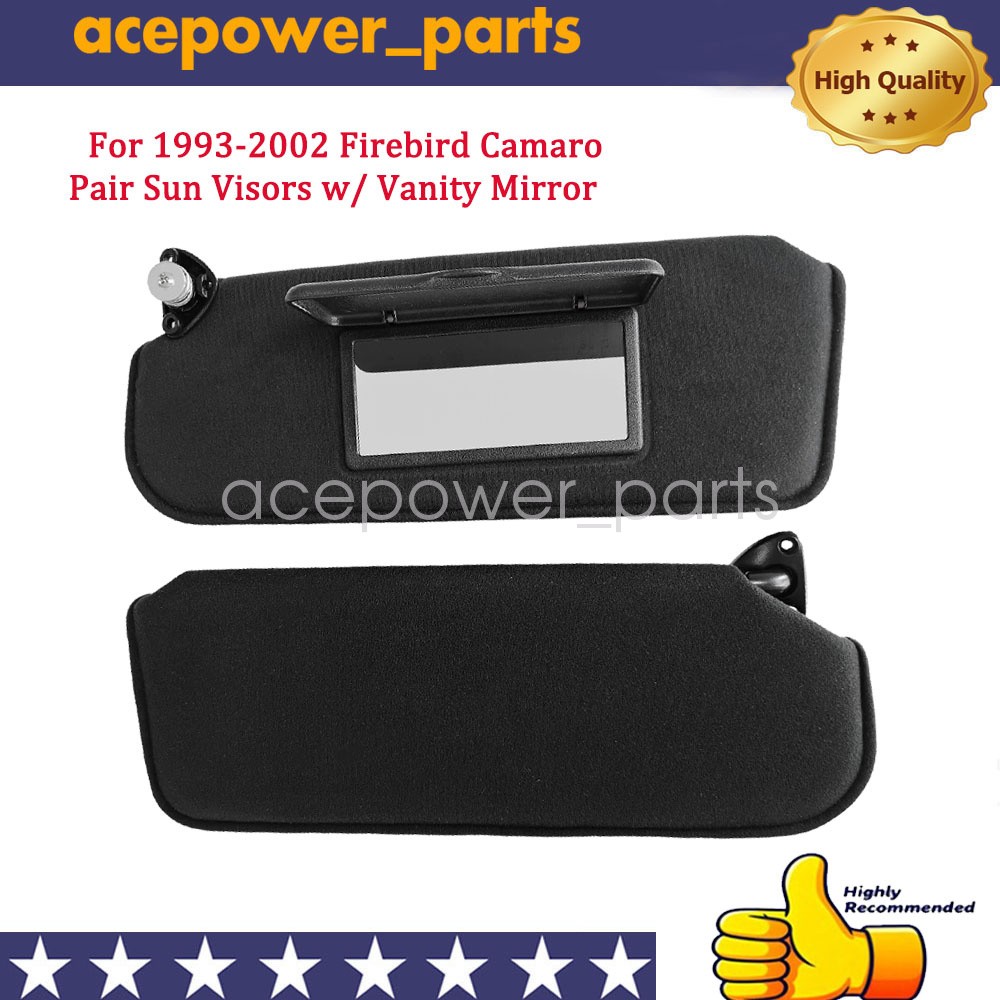 For 1993-2002 FIREBIRD CAMARO BLACK SUN VISORS SET With MIRROR PAIR Left & Right