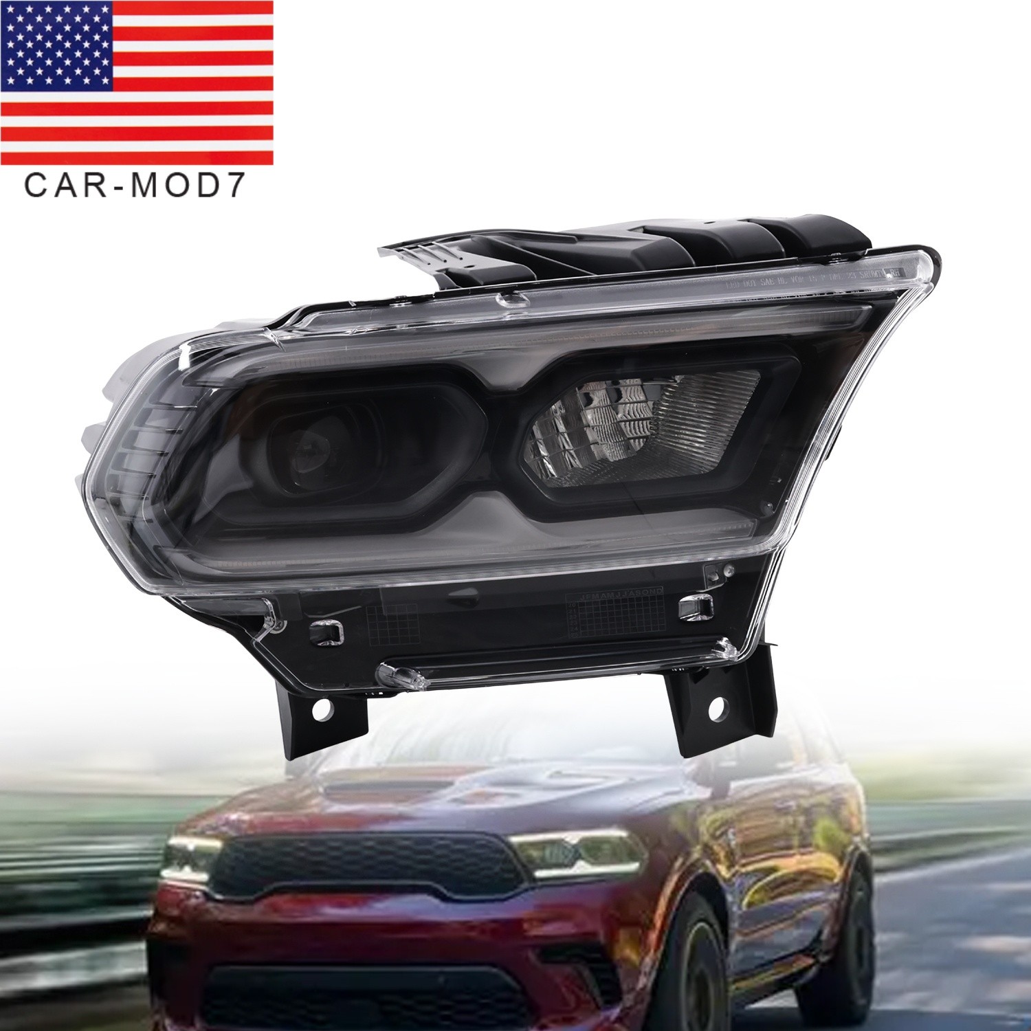 For 2021-2026 Dodge Durango Black Full LED Projector Headlight Right Passenger