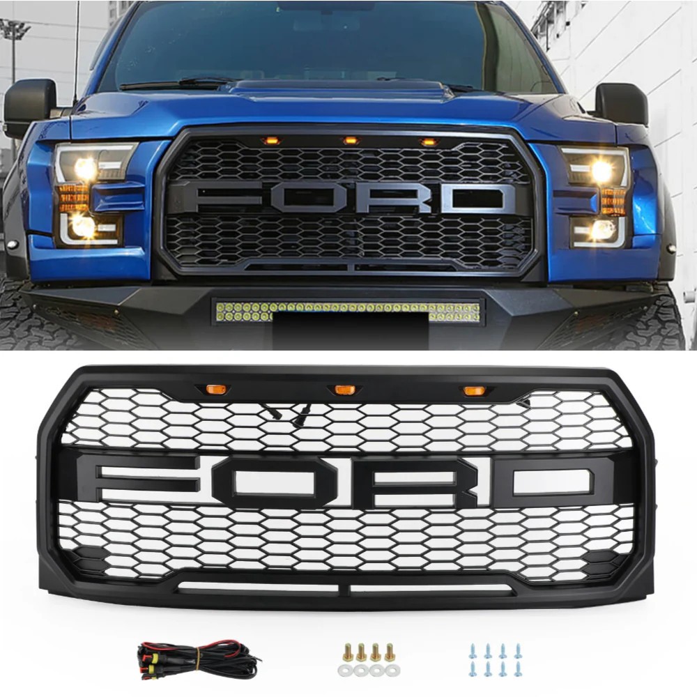 For 2015 2016 2017 Ford F150 F-150 Grill Raptor Style Front Grille Bumper Black For 2015 2016 2017 Ford F150 F-150 Grill Raptor Style Front Grille Bumper Black