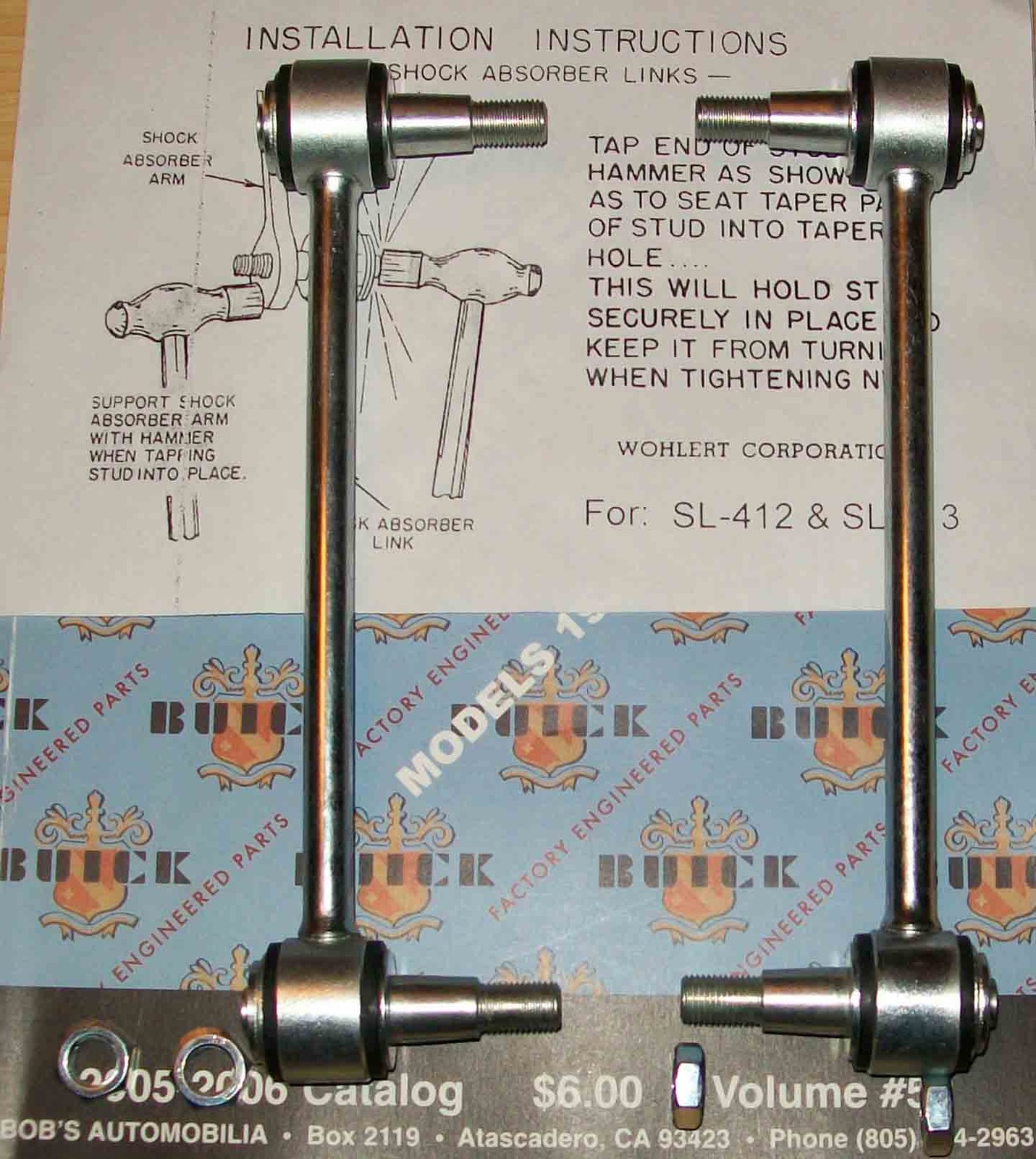 1941-1953 Buick Rear Shock Absorber Links With Nuts Pair FAILSAFE DESIGN SL-412