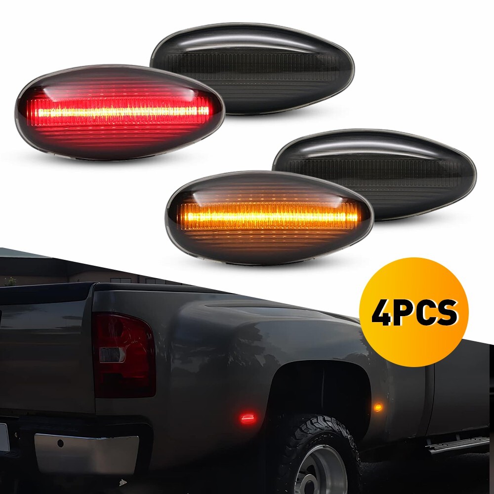 4x Smoked Fender LED Marker Lights for Chevrolet Silverado GMC Sierra 2001-2014