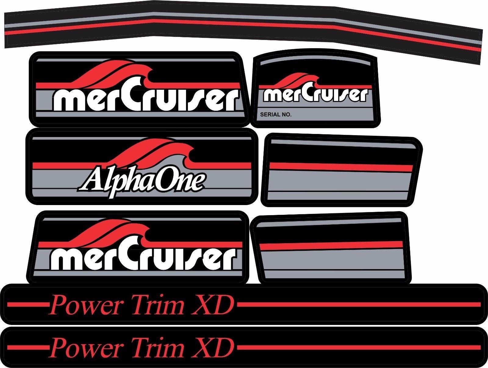 MERCRUISER THE MOST COMPLETE ALPHA ONE GEN ONE W/RED RAMS STICKER SET