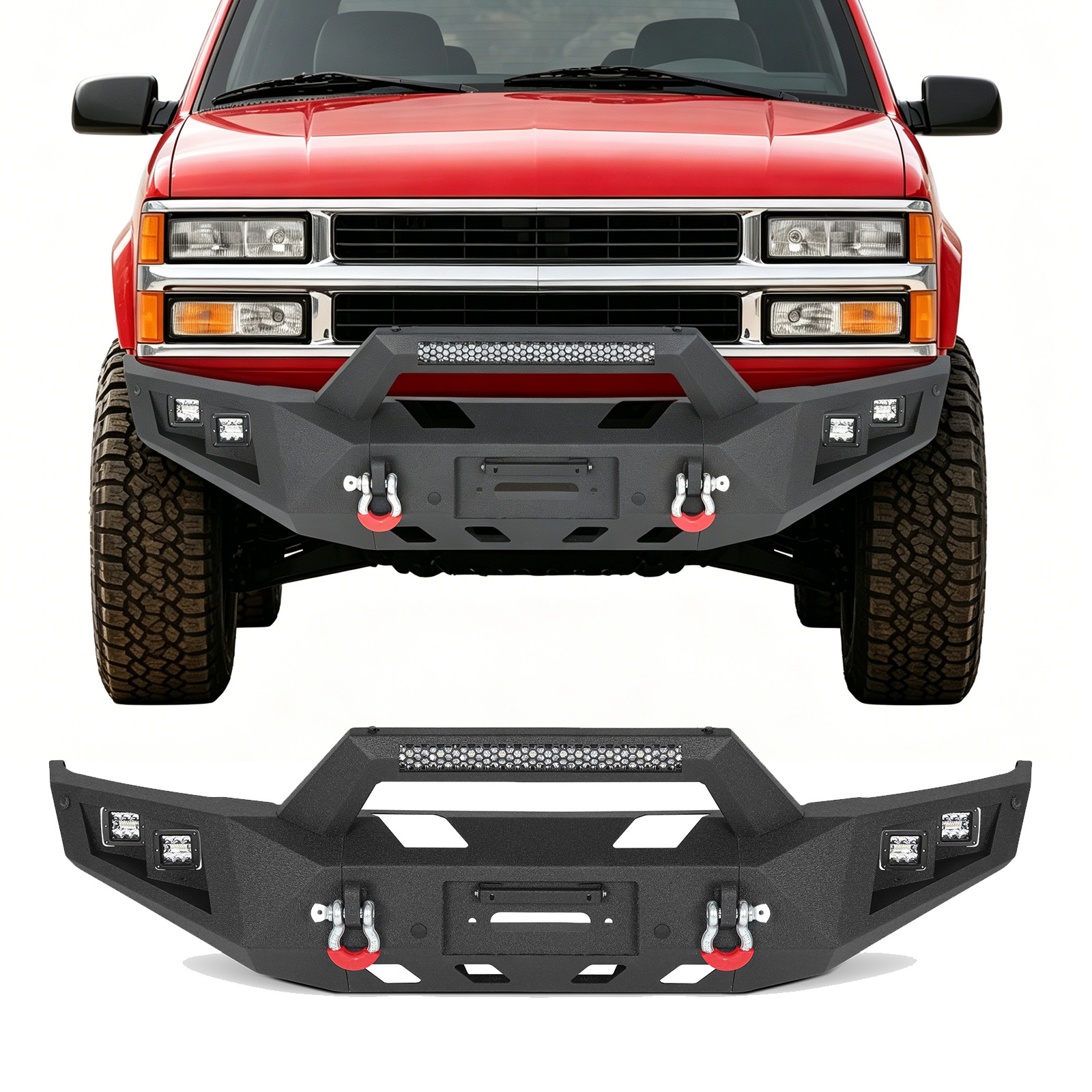 Steel Front Bumper W/Winch Plate&Sensor Hole For 1992–1999 GMC C/K Pickup Trucks