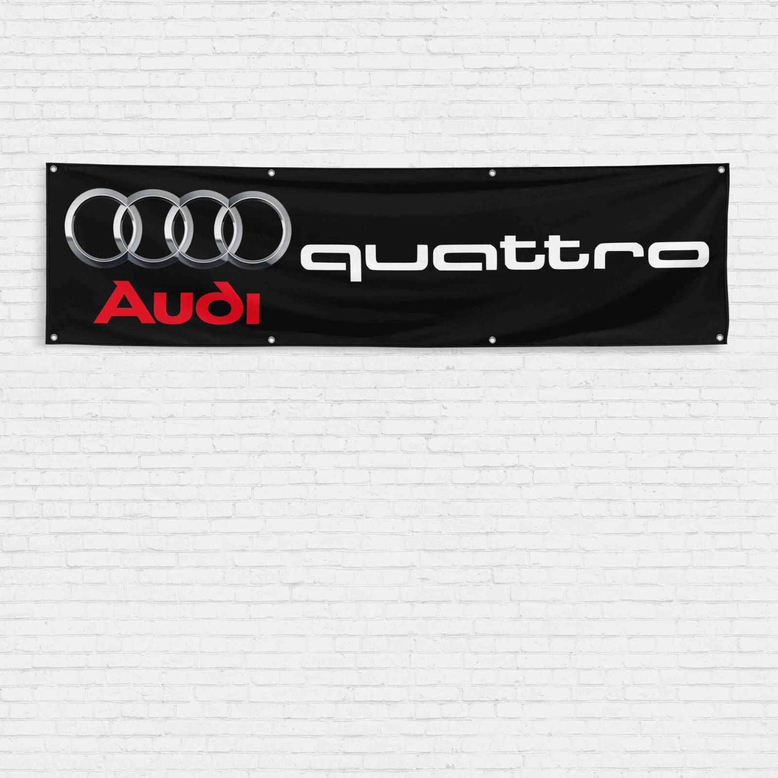 Audi Quattro 2x8 ft Flag Rings Design Car Show Garage Racing Sport Gift Banner