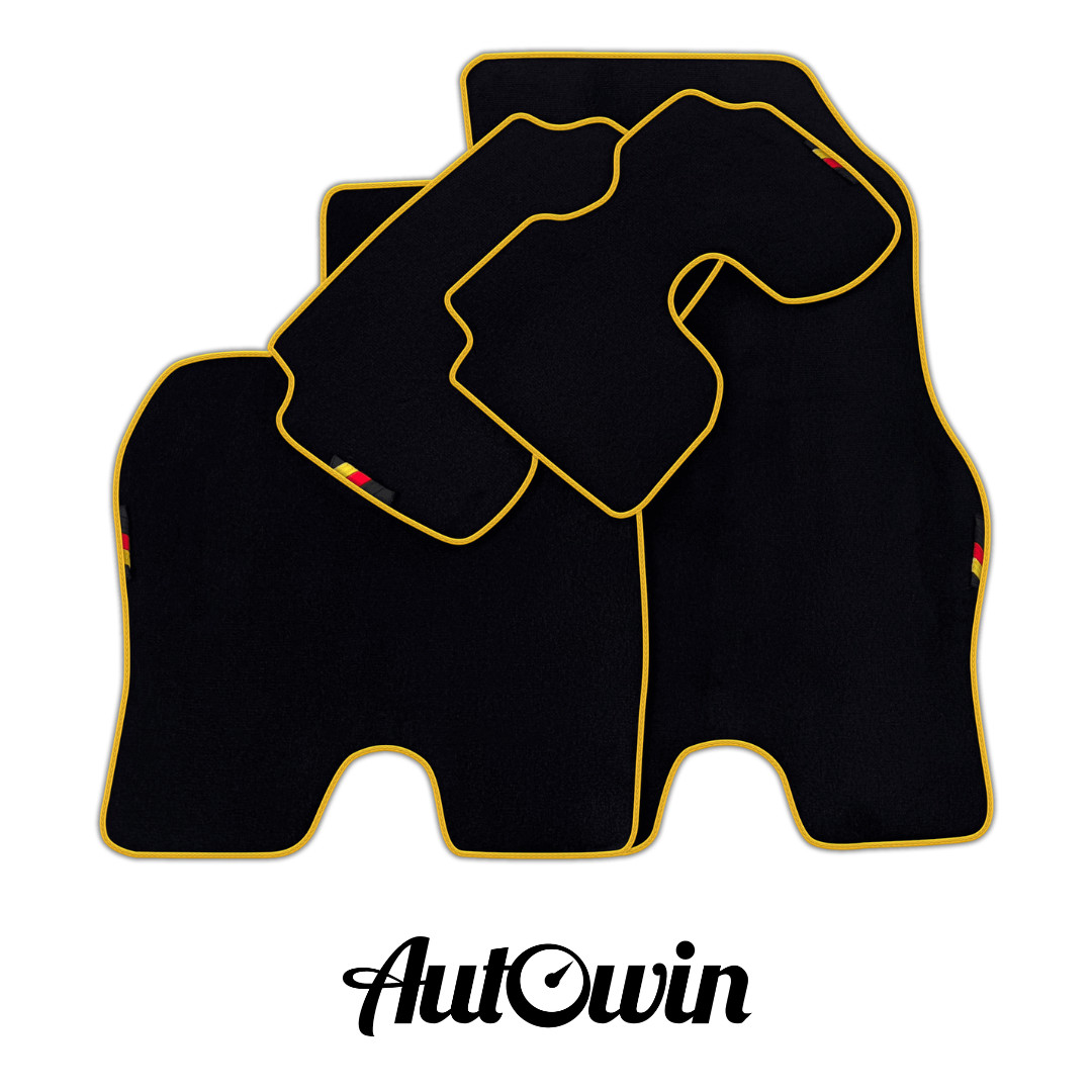 AutoWin Brand Black Floor Mats for BMW i8 (2014-2017) Orange Trim