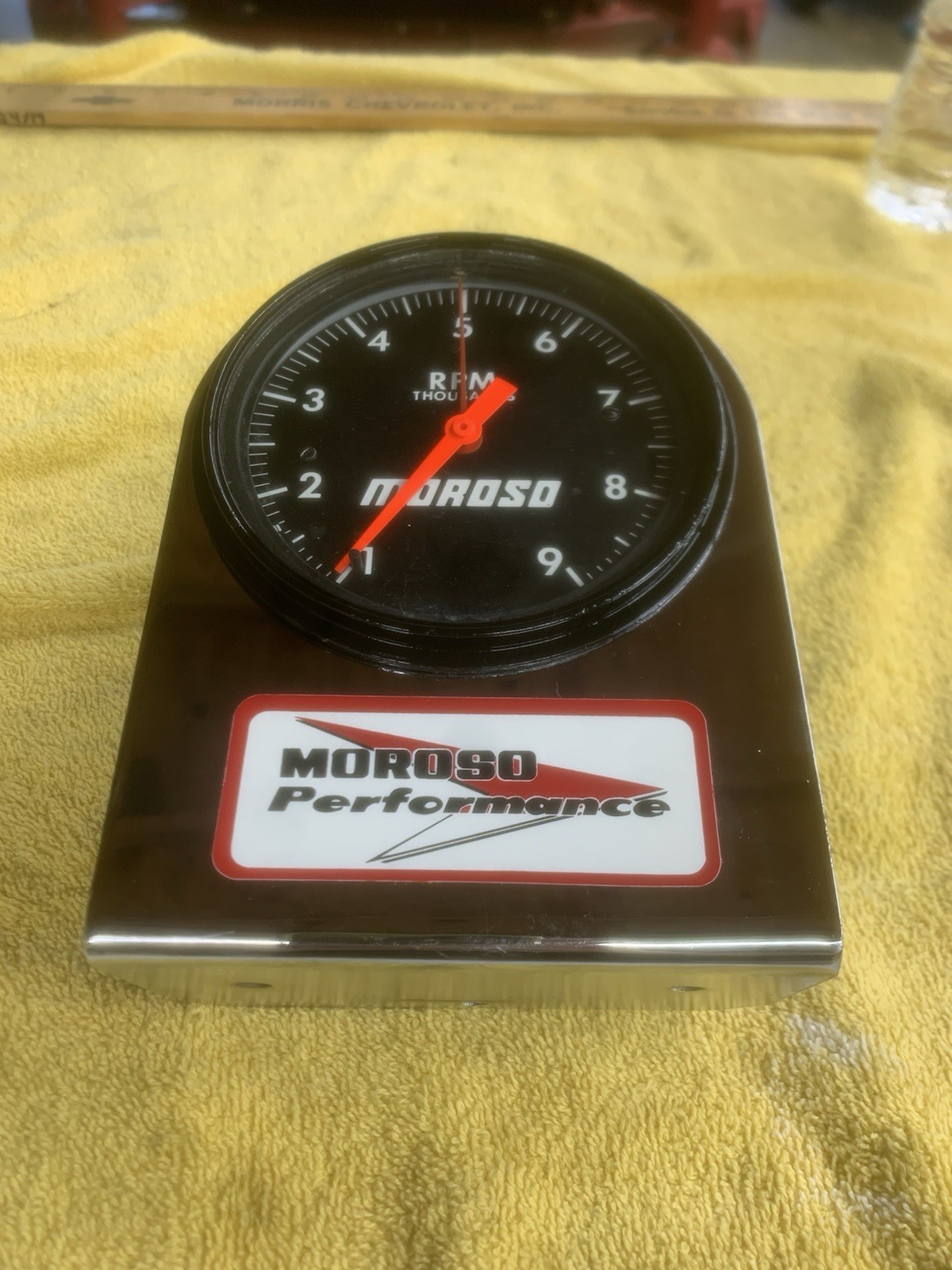 Vintage Moroso 4” Telltale Tach And Chrome Bracket Very Nice