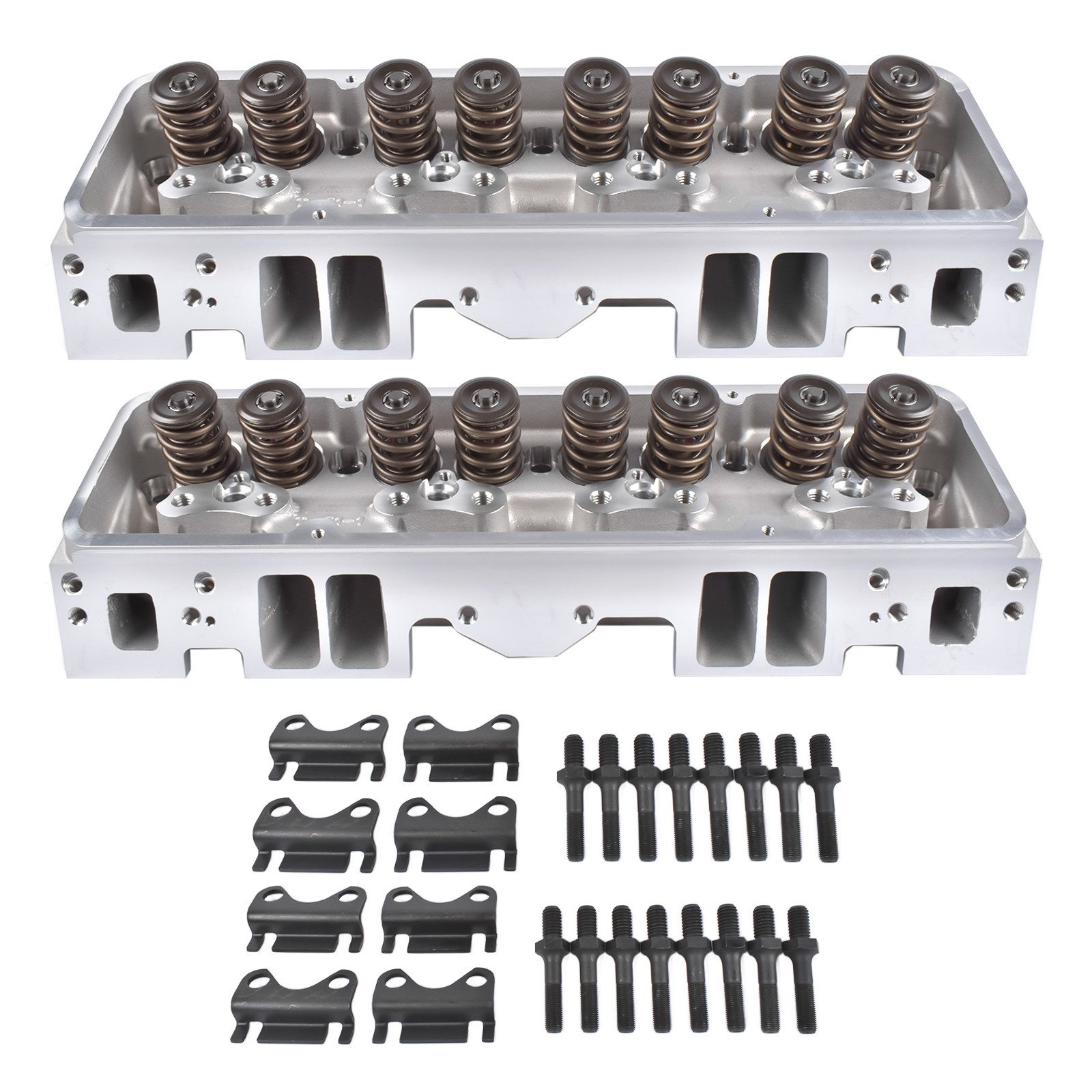 2* Cylinder Heads for SBC Chevy 350 190cc 64cc Straight Studs G Plates 129006601