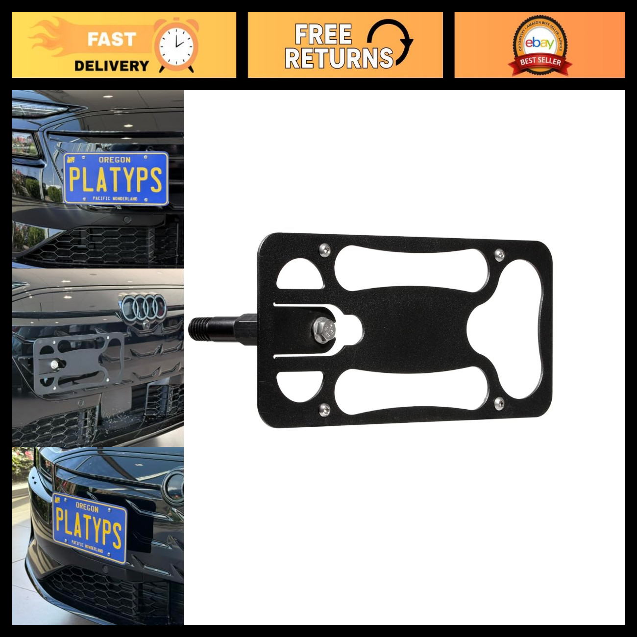 License Plate Mount for Audi A6/S6 Sportback e-tron 2026+ | No Drill, Quick Inst