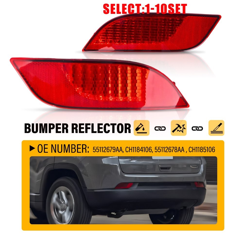 Fit for 2017-2023 Jeep Compass Rear Bumper Reflector Light Left & Right 2-20X