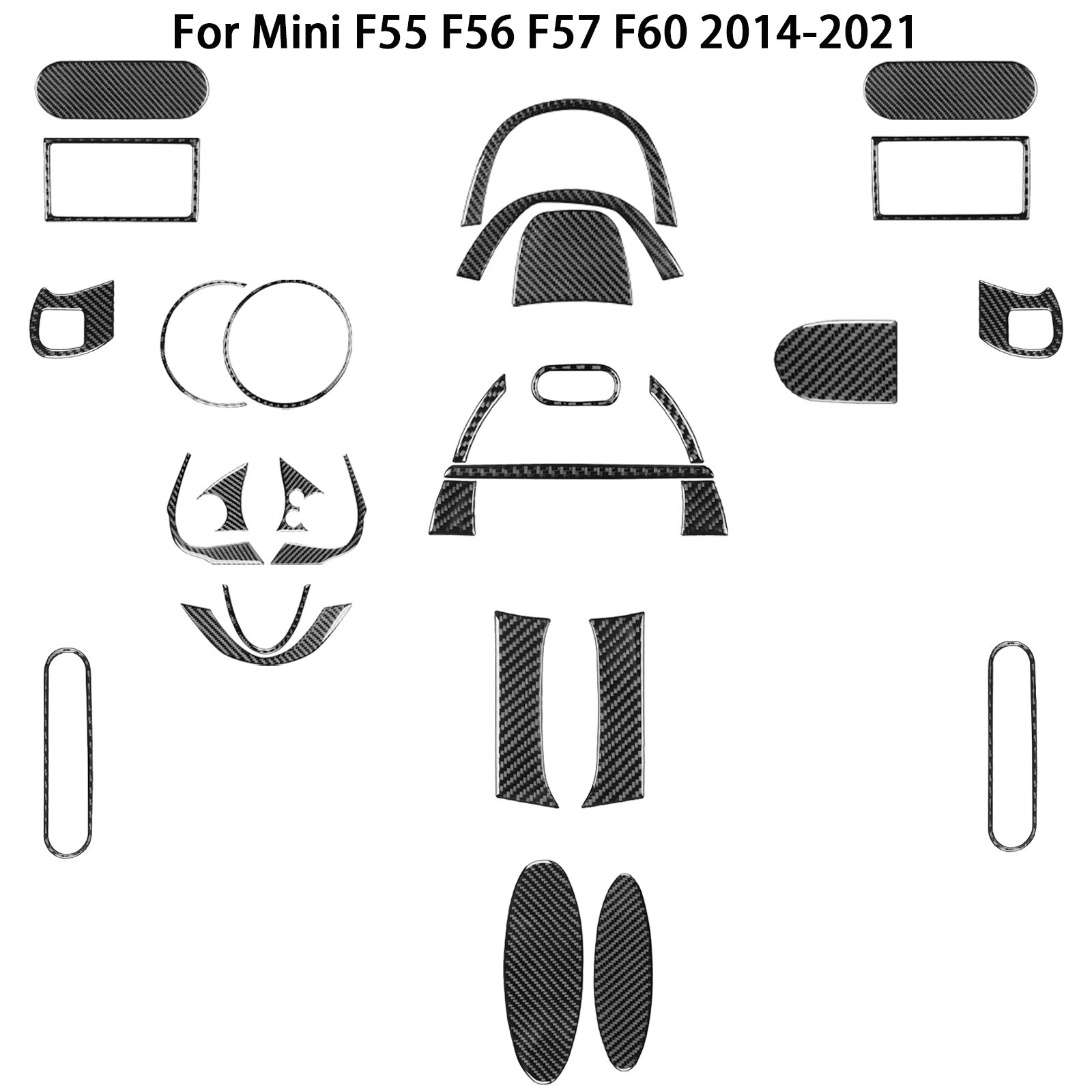 30Pcs Real Carbon Fiber Full Interior Trim Kits For Mini F55 F56 F57 F60 2014-21