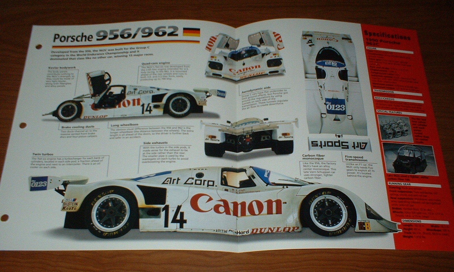 1990 PORSCHE 962C IMSA RACING ORIGINAL IMP BROCHURE SPECS INFO 90 LE MANS 