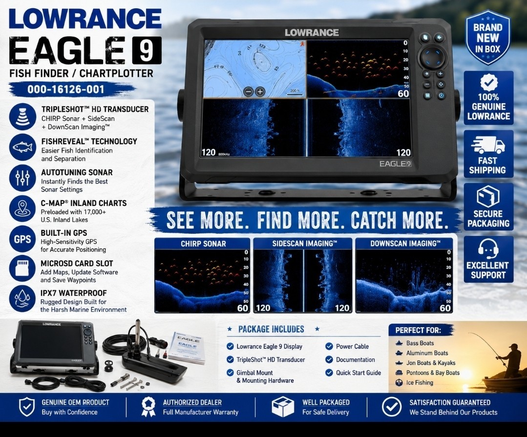 Lowrance Eagle 9 w/TripleShot Transducer & Inland Charts 000-16126-001 