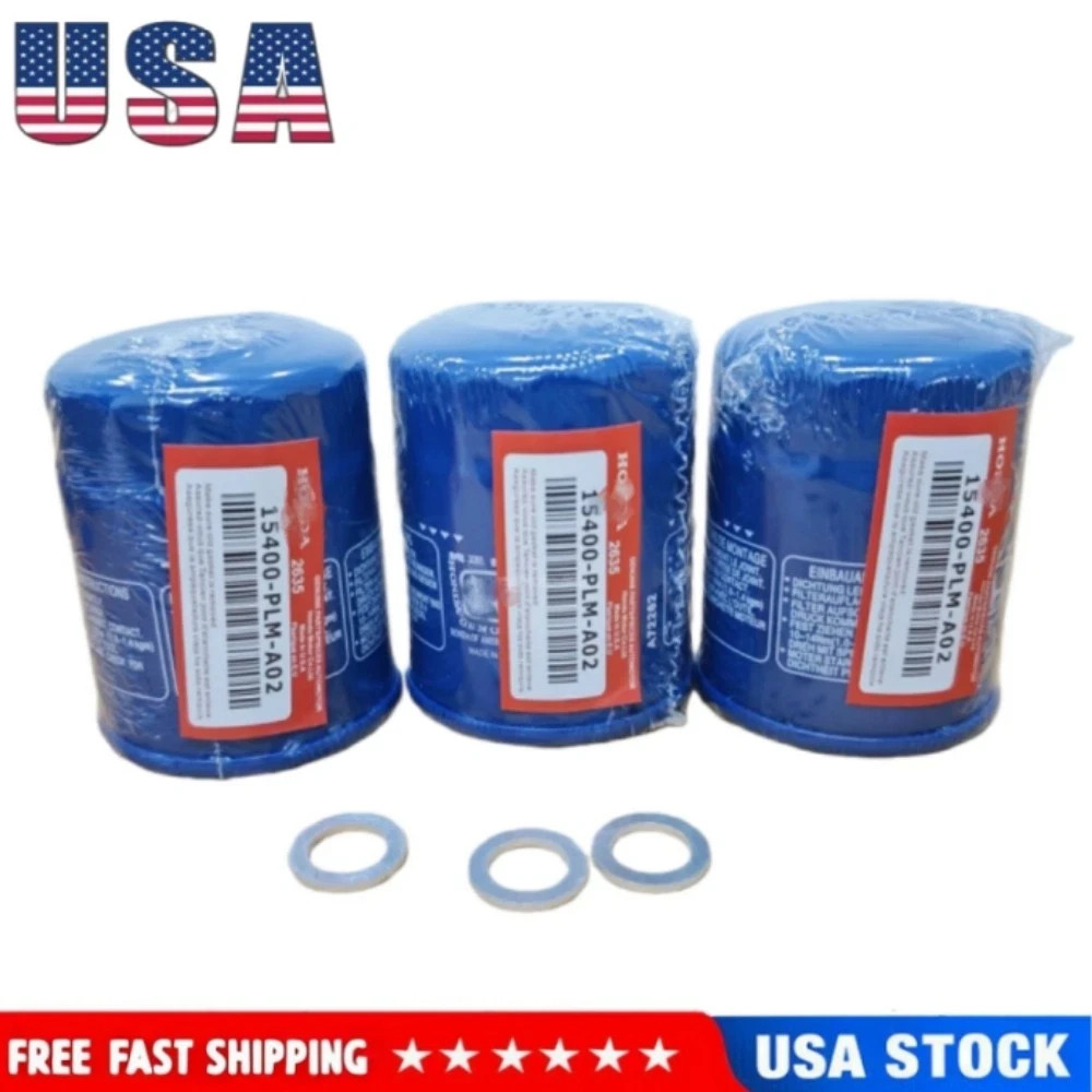 3PCS with Washers For Honda Genuine Oil Filters 15400-PLM-A02 NEW SEALED USA
