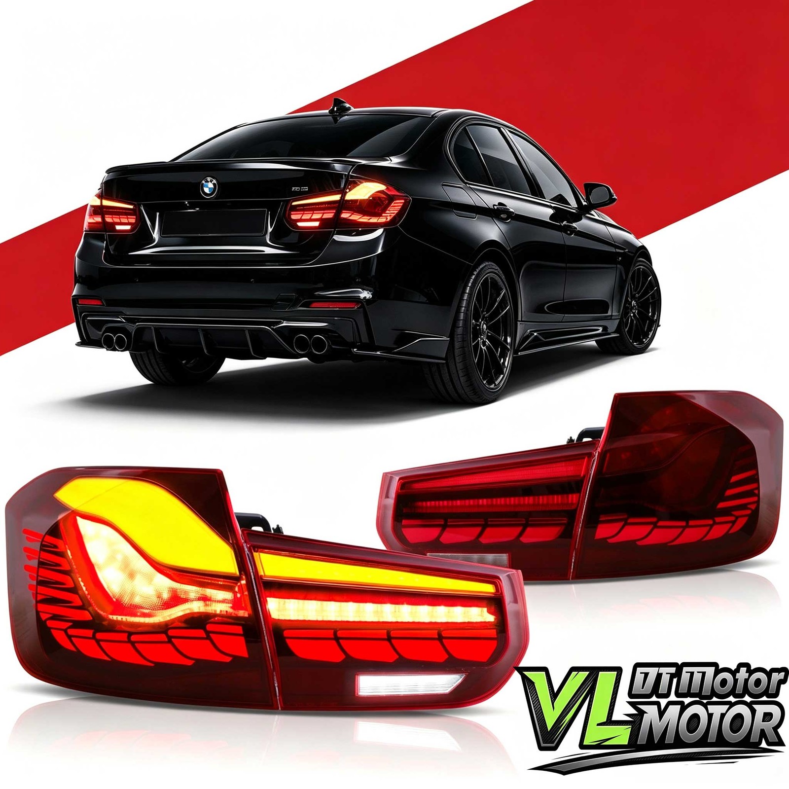 FULL LED Tail Lights For 12-18 BMW F30 F35 Sedan/F80 M3 GTS Style Red Rear Lamp