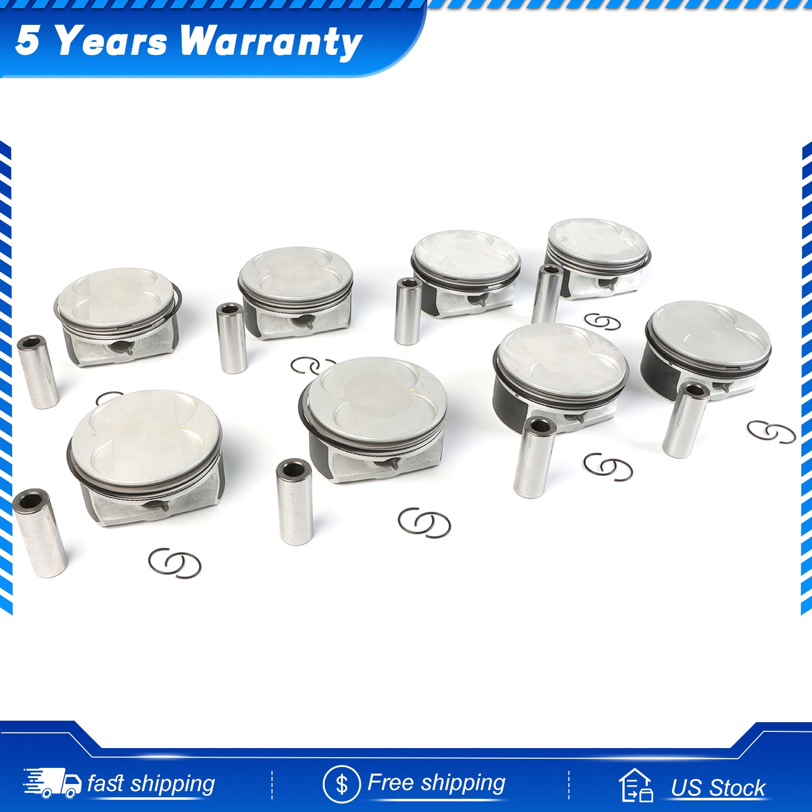 8x Piston & Rings Set Φ93.00mm for 04-10 BMW E53 E60 E63 E64 E66 N62B48B 4.8L V8