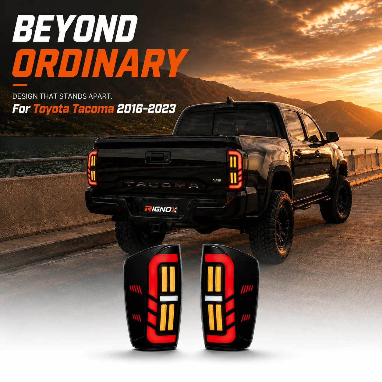 Pair Smoke Red Sequential LED Tail Lights Assembly For Toyota Tacoma 2016-2023