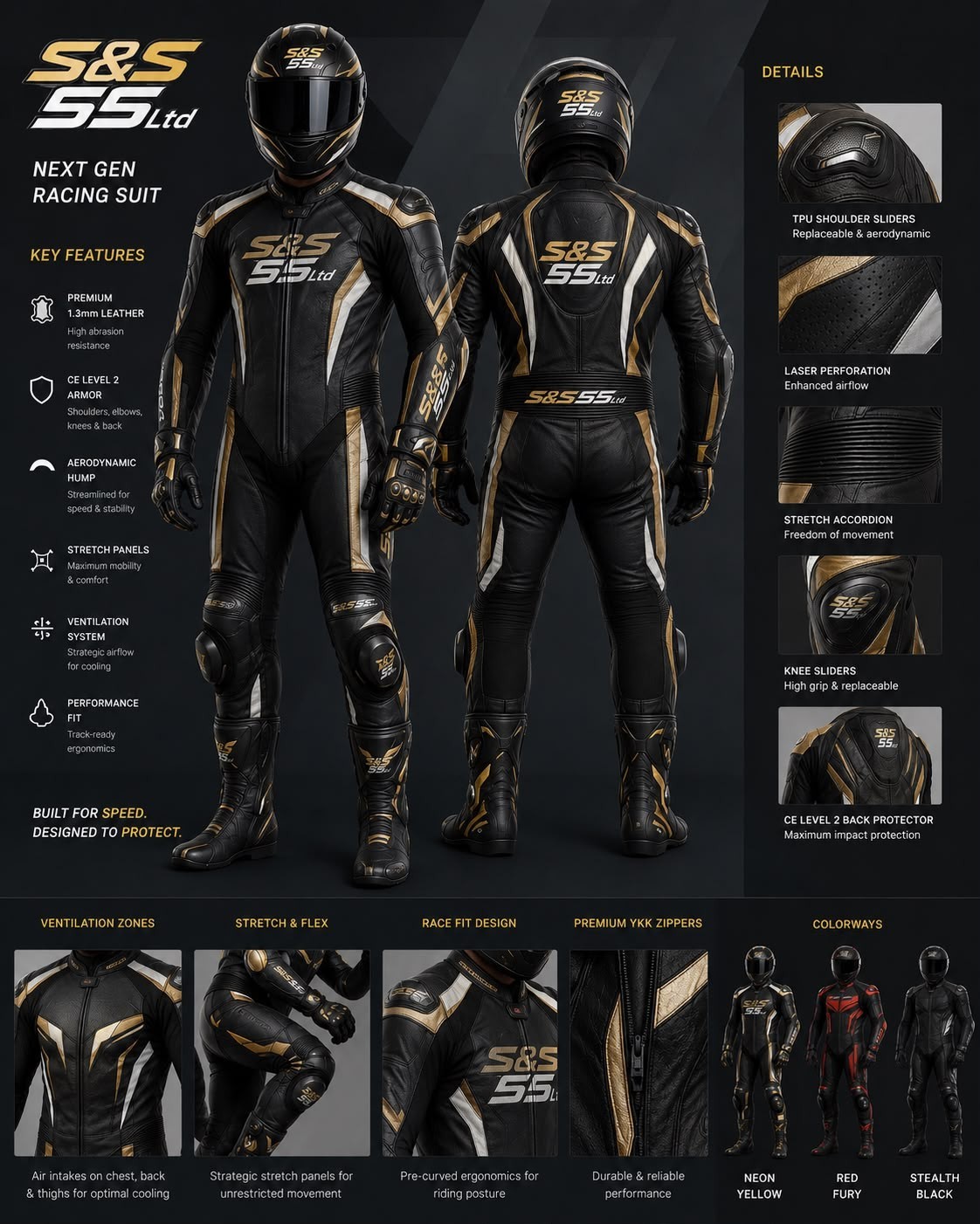 Premium Leather Motorcycle Racing Suit 