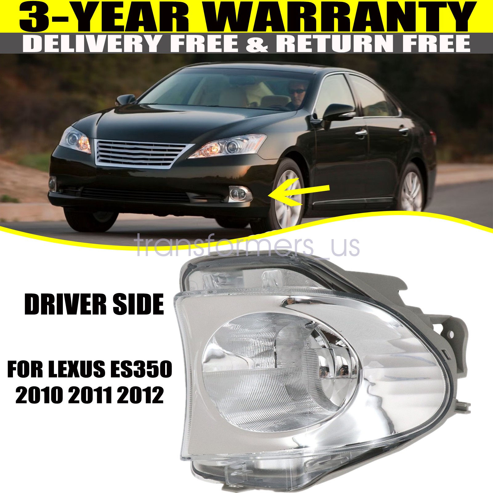 FOR 2010-2012 LEXUS ES350 FRONT LEFT DRIVER SIDE BUMPER MOUNT FOG LIGHT LAMP NEW