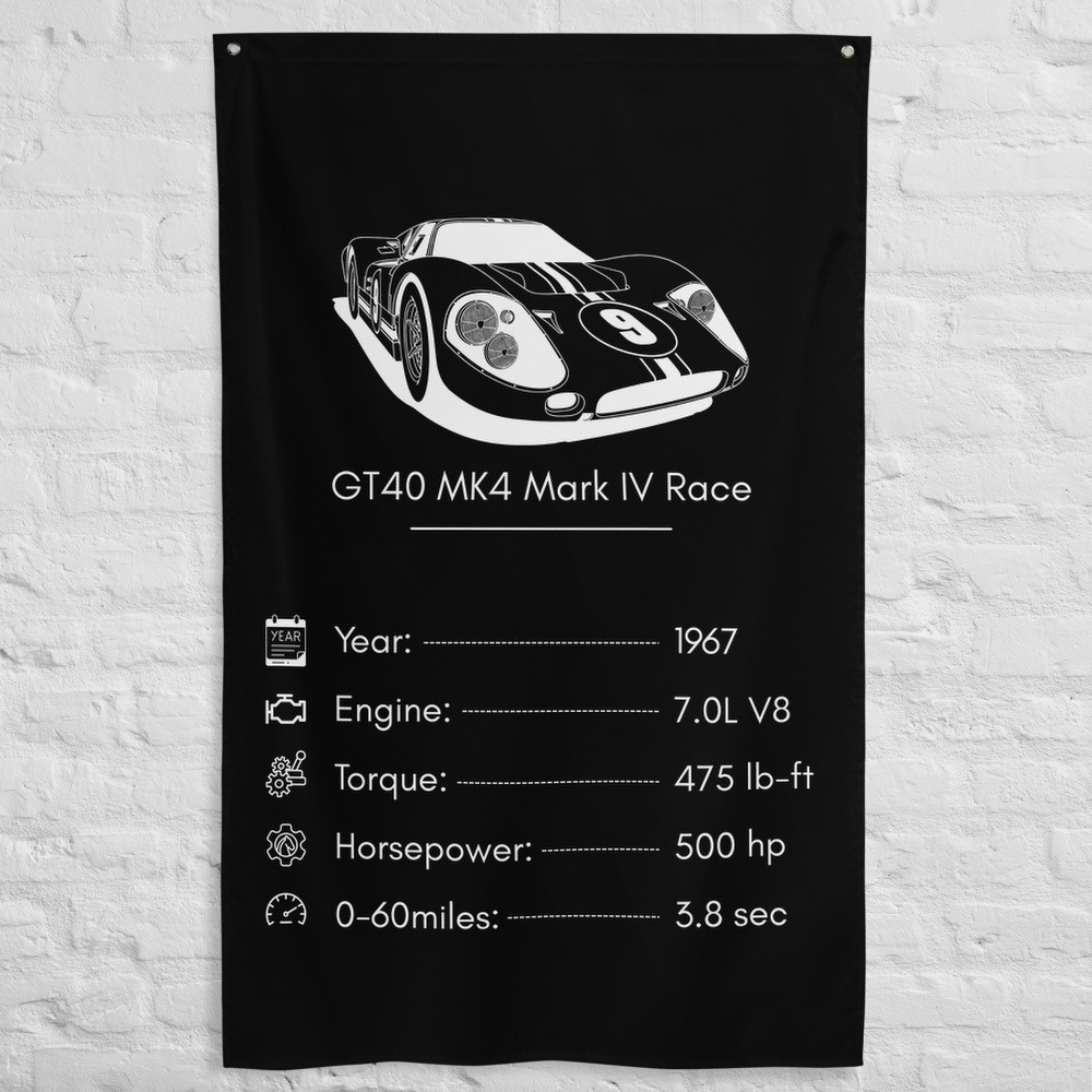 GT40 MK4 Mark IV Race 1967 Car Silhouette Flag 3x5 ft Garage Banner Wall Decor