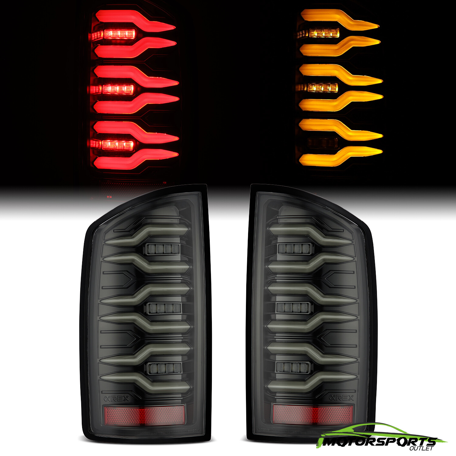 Fit 02-06 Dodge Ram 1500/03-06 Dodge Ram 2500/3500 LED Tail Lights Alpha-Black