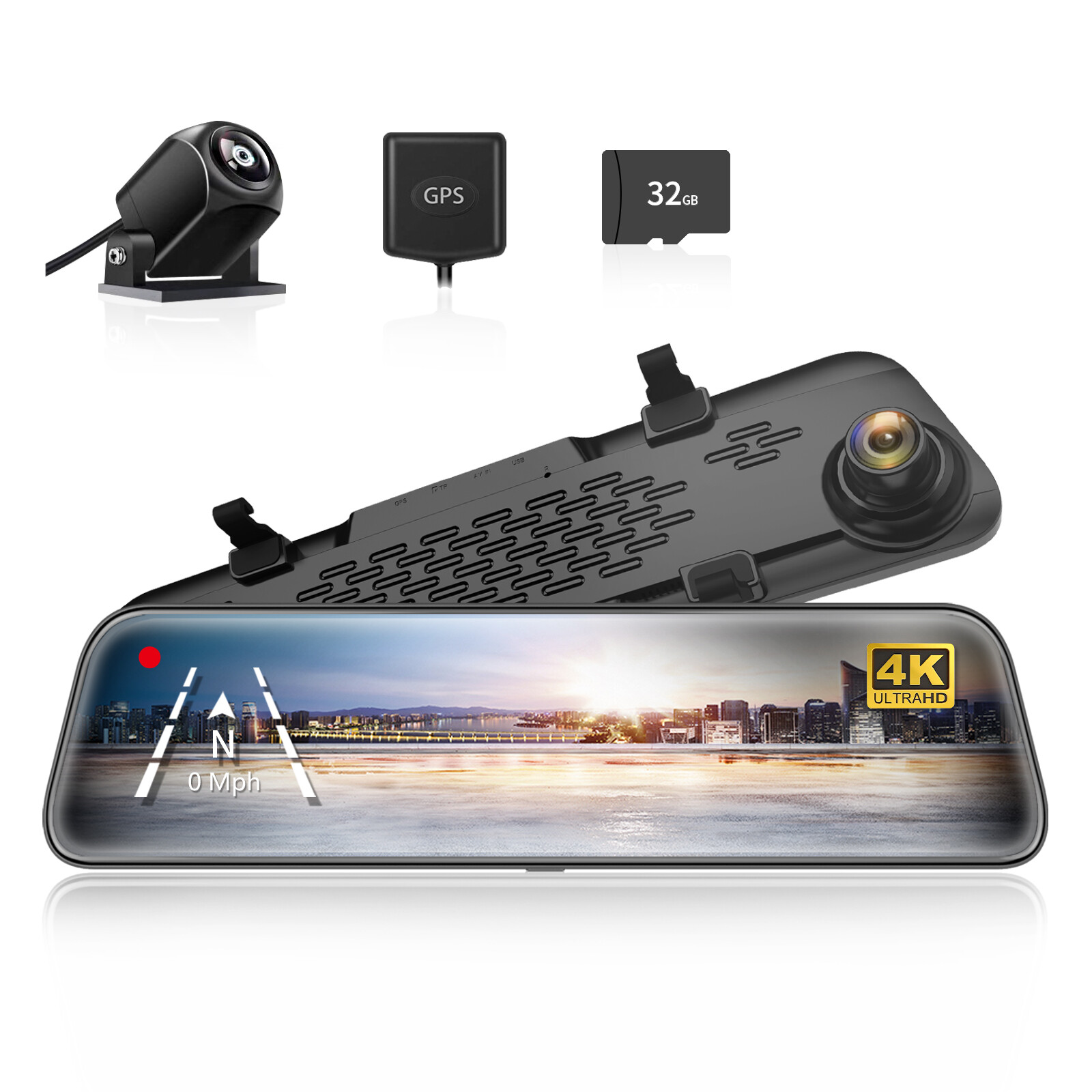 WOLFBOX G840S 4K Mirror Dash Cam WIFI Backup Camera Full HD With GPS For Cars