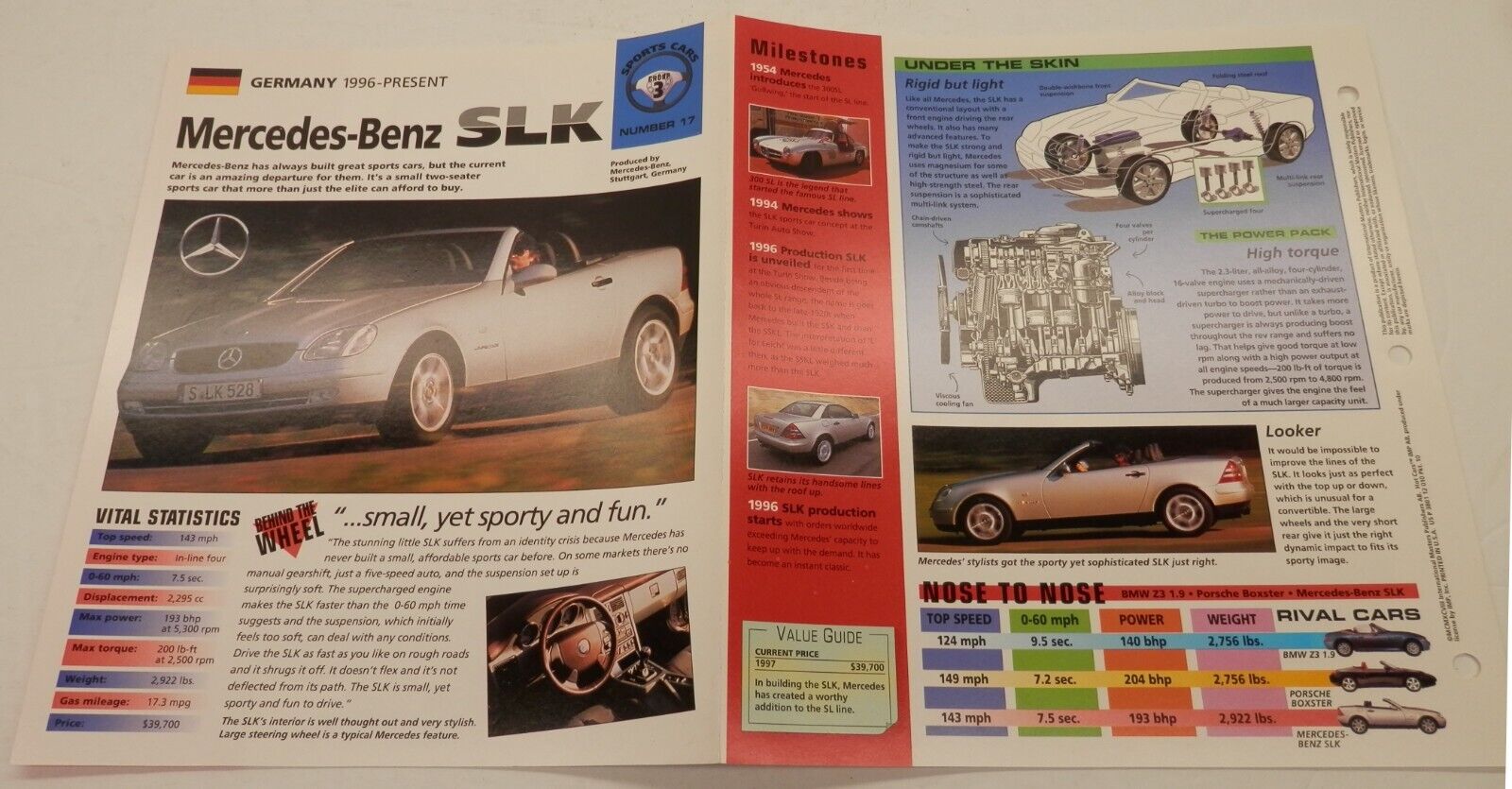 Mercedes-Benz SLK 1996-1999 R170 Roadster IMP HOT CARS Brochure