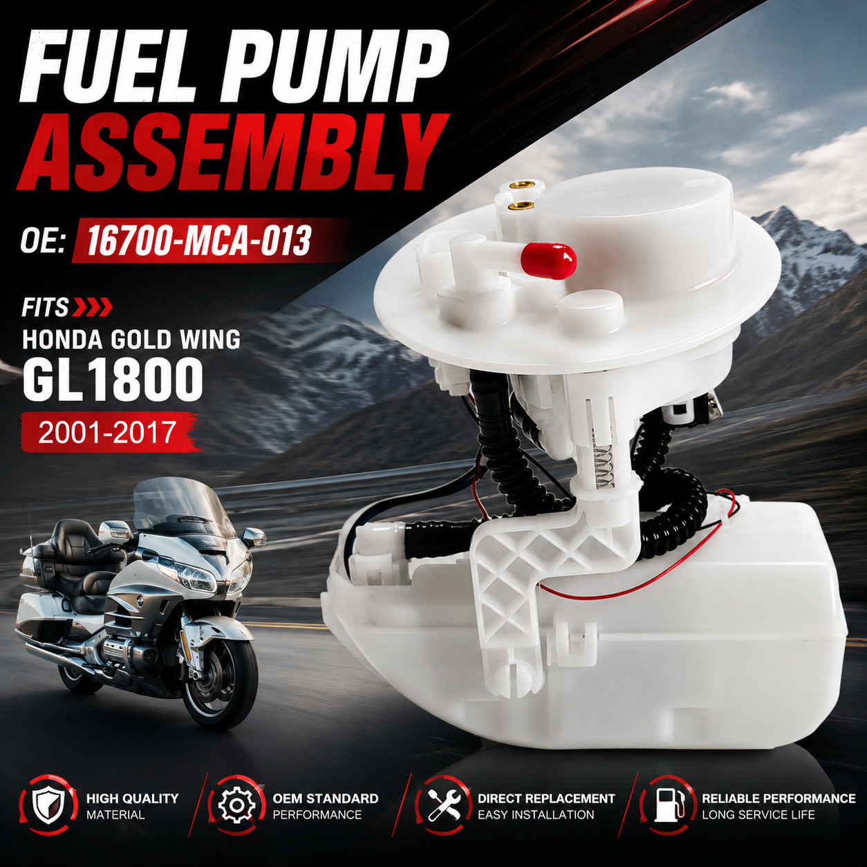 Fuel Pump Assembly For Honda Gold Wing GL1800 2001-2017 OEM 16700-MCA-013