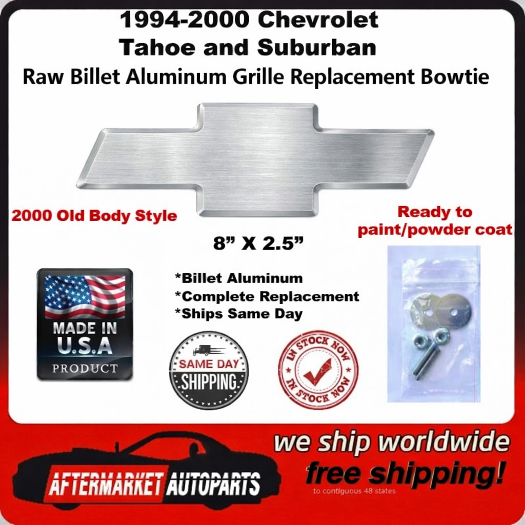 1994-2000 Chevrolet Tahoe & Suburban RAW ALUMINUM Grille Bowtie Emblem 96017RAW