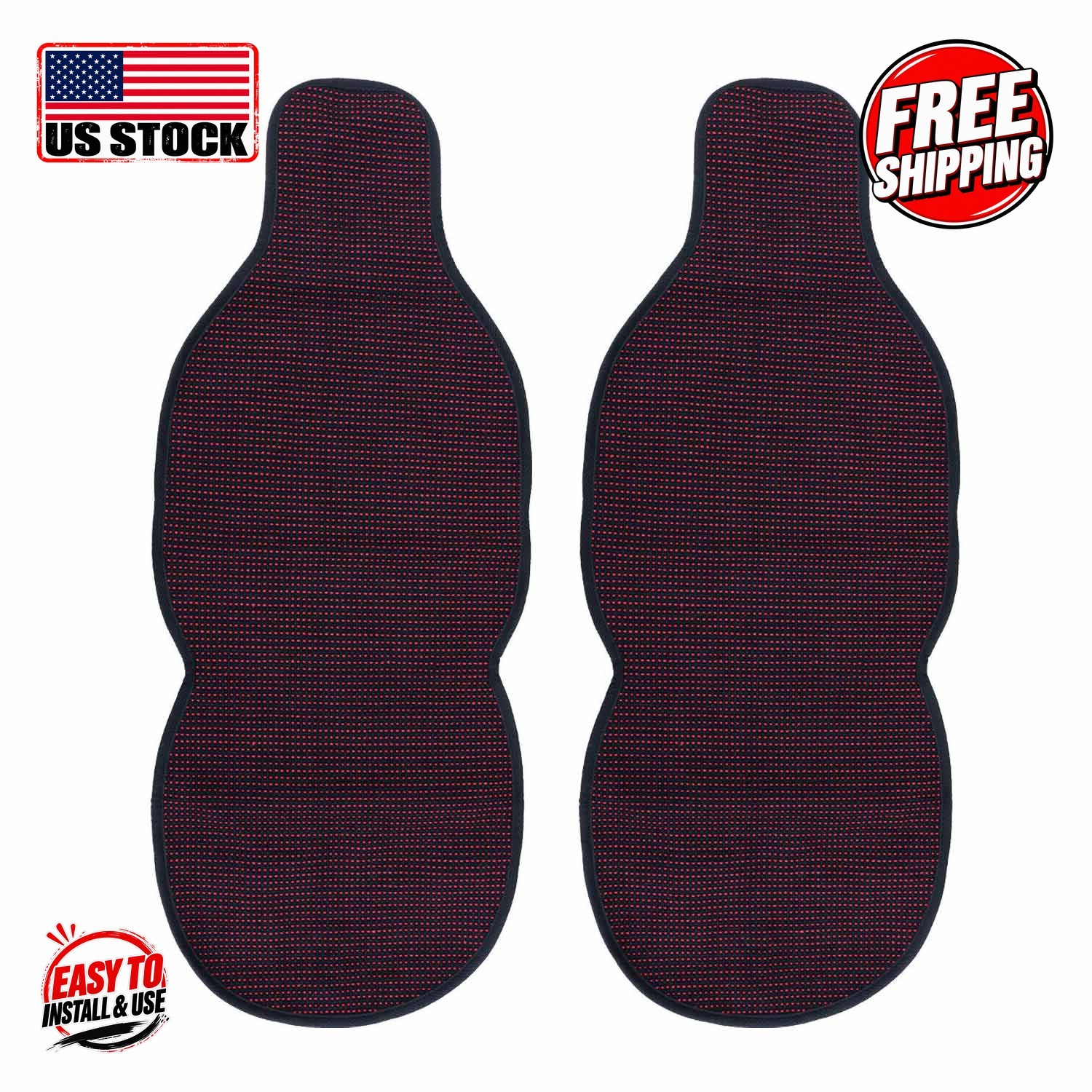 For Hummer Antiperspirant Seat Cover Front 2x. (Black-Red)