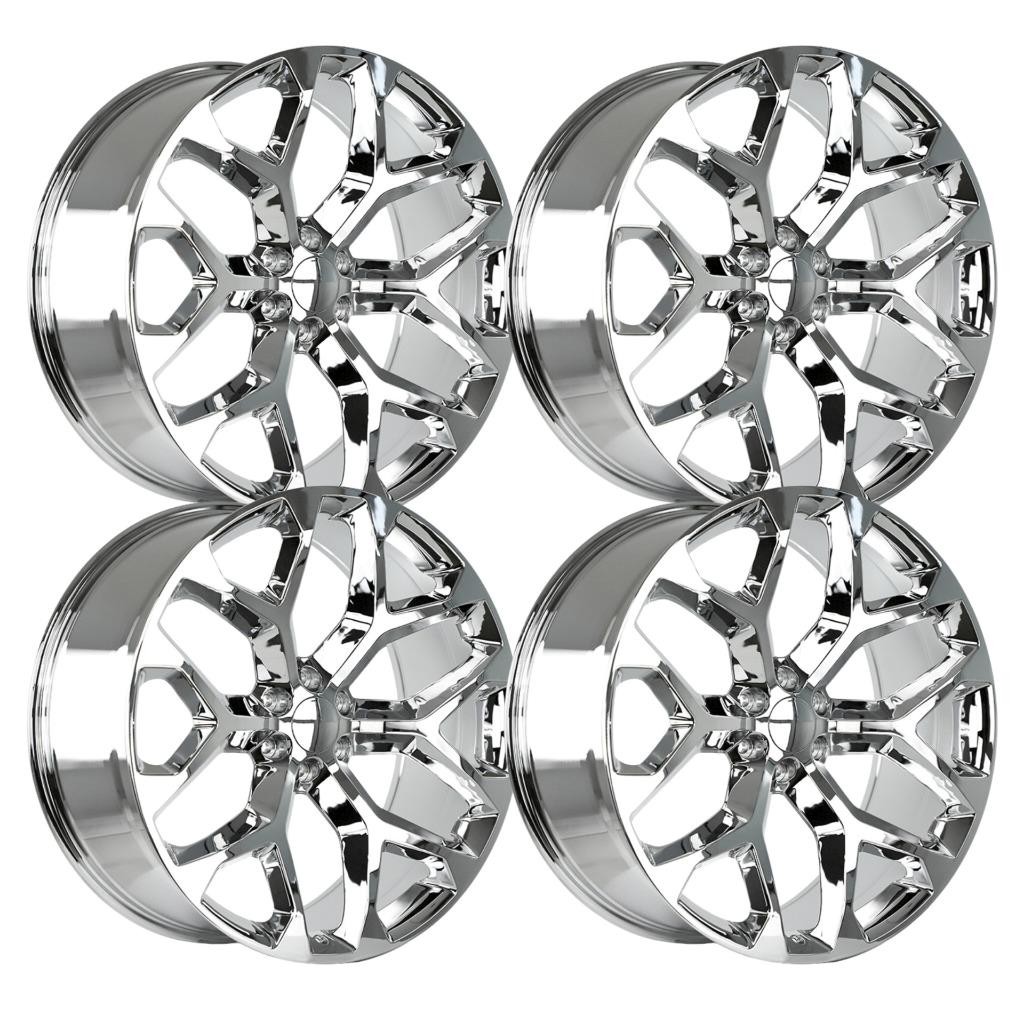 (Set-4) Strada Replica Snowflake 20x9 6X139.7 24MM Chrome wheels rims 20 Inch