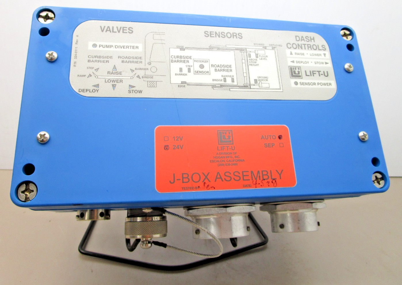 Lift-U  324-0111  Auto Deploy J-Box Assembly  for Mobility Lift  24v  353-0202A