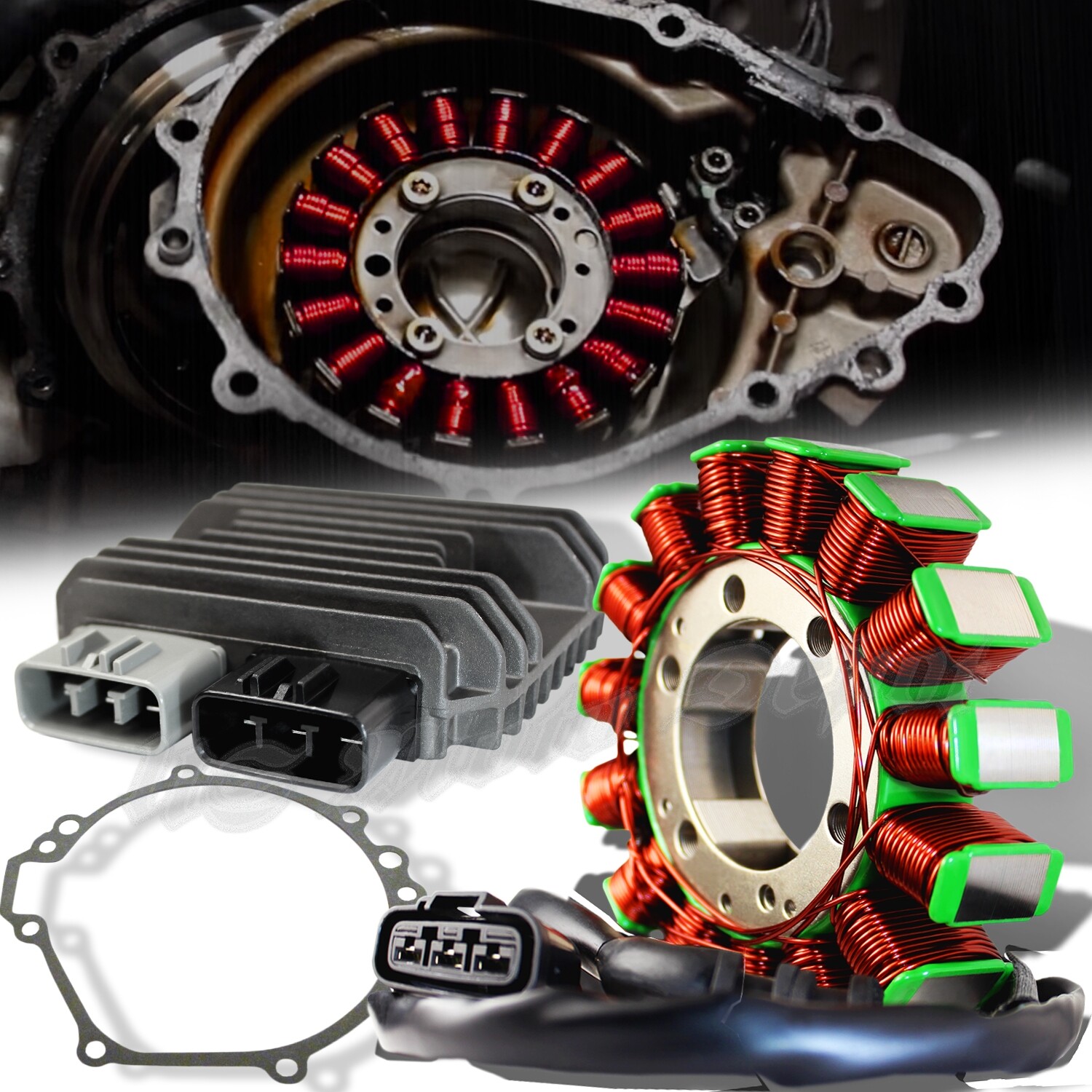 eMUSA OE Magneto Coil Stator+Voltage Rectifier+Gasket Assy.08-10 ZX-10R 21003-72